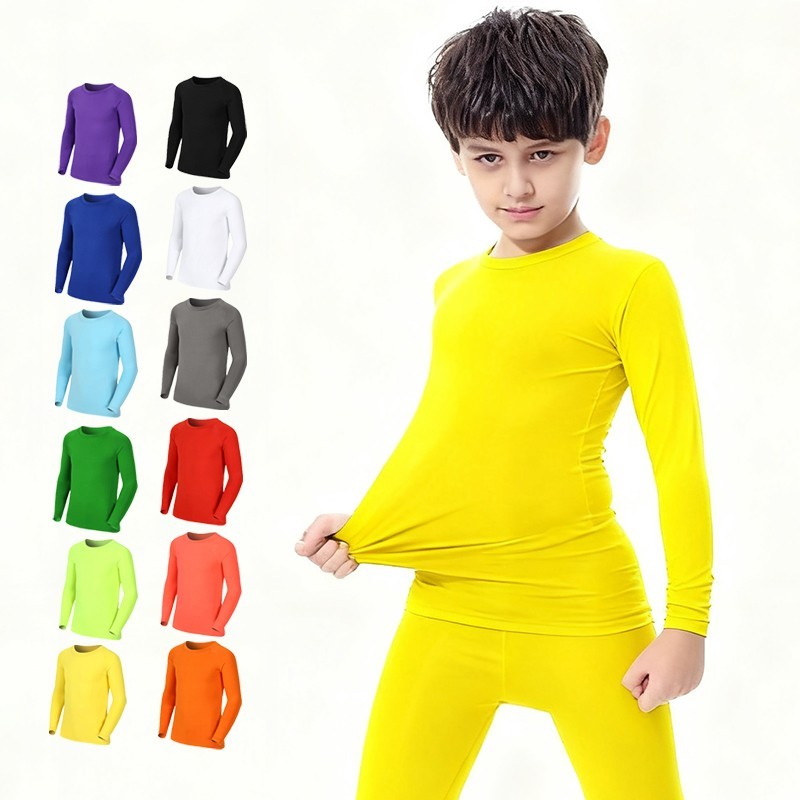 Baby Clothing Size - เด็กเด็กชายเด็กหญิงวิ่งเสื้อยืดยาวฟิตเนสกีฬาบาสเกตบอลฟุตบอลกลางแจ้งเดินป่าจ๊อกกิ้งขี่ฟุตบอลเสื้อผ้า J26
