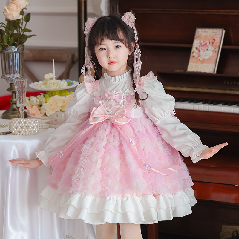 Baby Clothing High Quality - ชุดเดรสเด็กผู้หญิงแขนพองคุณภาพสูงสำหรับฤดูใบไม้ผลิ ชุดเจ้าหญิงน่ารักหวานแหวว ชุดเดรสลายดอกไม้สวยสง่าสำหรับเด็กเล็ก
