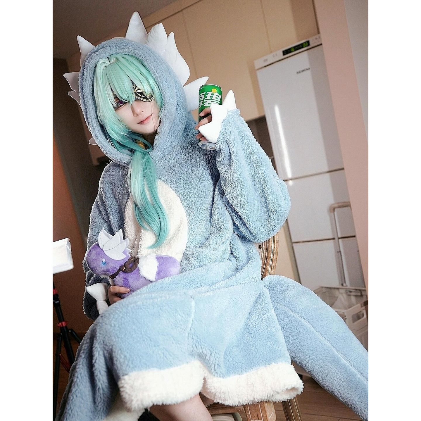 Baby Clothing Winter - ชุดนอนลายการ์ตูนสุดน่ารักสำหรับผู้หญิง ผ้าคอรัลฟลีซ สำหรับฤดูใบไม้ร่วงและฤดูหนาว ชุดนอนลำลอง ชุดคอสเพลย์ Honkai