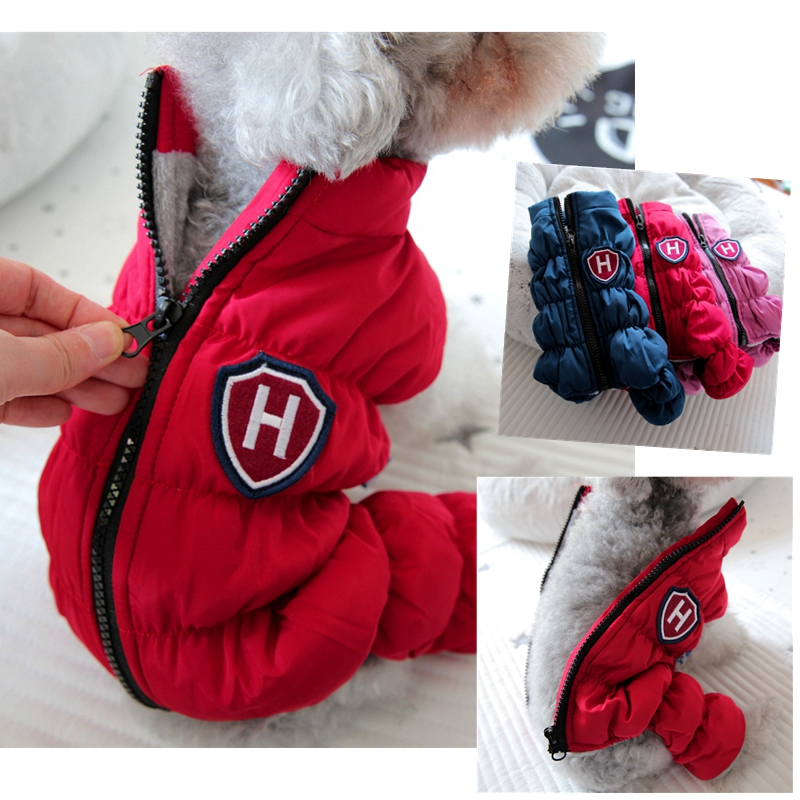 Baby Clothing Winter - ซิปหิมะ Unisex สุนัขกันน้ํา Overalls สีฟ้าสีม่วงสัตว์เลี้ยงลงเสื้อ S