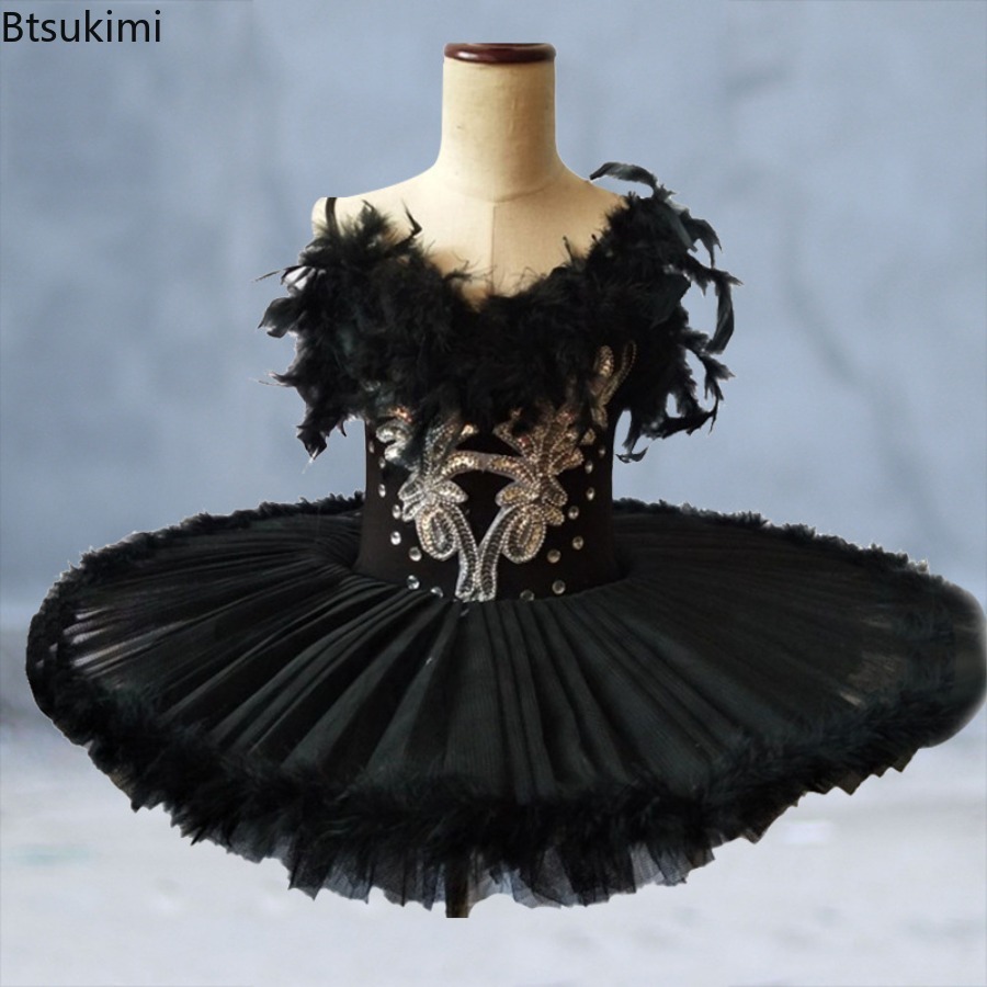 Baby Clothing Sizes - ชุดบัลเลต์มืออาชีพแบบแพนเค้กสำหรับเด็ก สีดำขาว ชุดบัลเลต์ Swan Lake สำหรับเด็กผู้หญิง