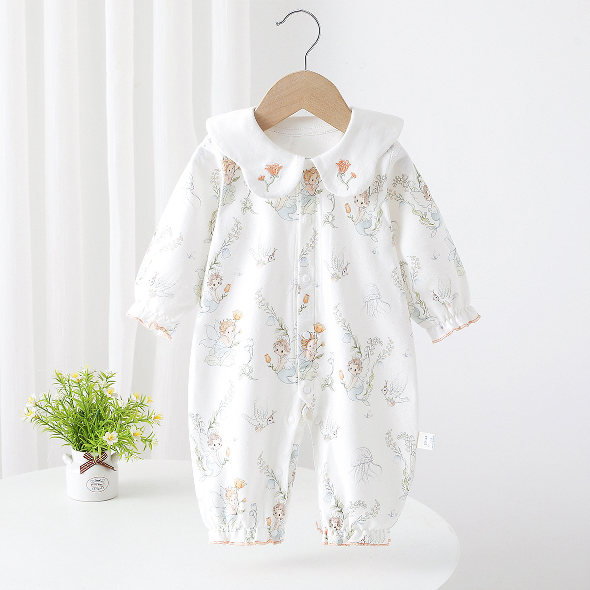 Baby Clothing High Quality - เสื้อผ้าเด็กผู้หญิงฤดูใบไม้ผลิปี 2026 เหมาะสำหรับเด็กแรกเกิดอายุ 0-24 เดือน เสื้อผ้าเด็กผู้หญิงคุณภาพสูงทำจากผ้าฝ้ายพร้อมจั๊มสูทแบบมีปก