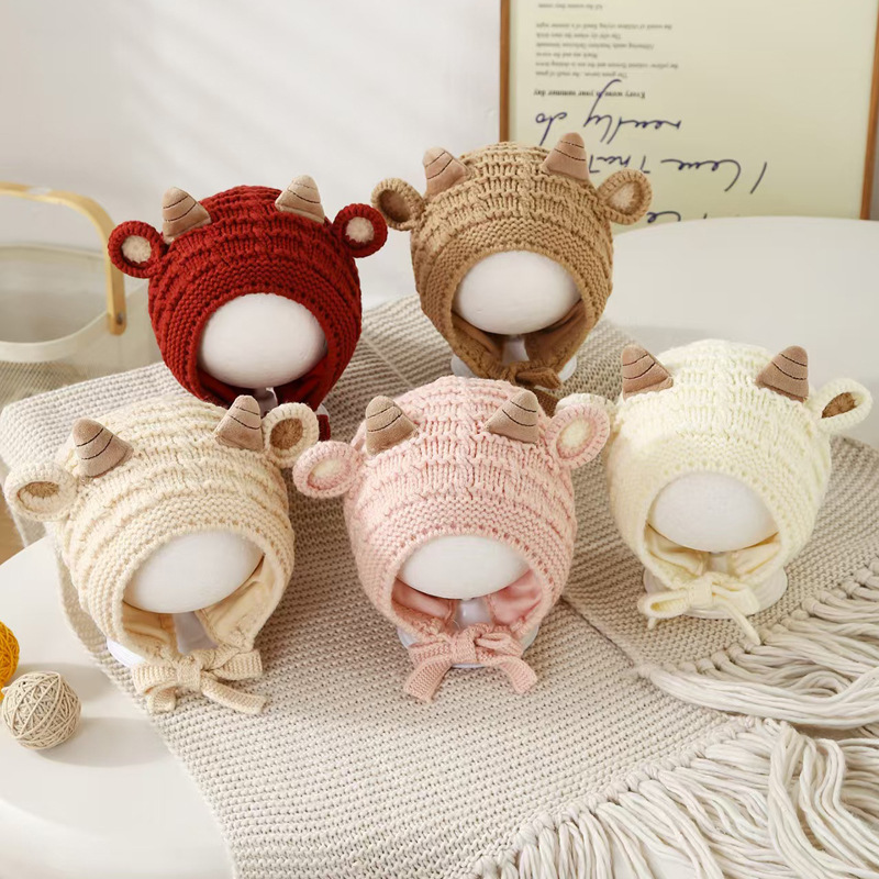 Baby Hat Beanie - หมวกไหมพรมกันหนาวสำหรับเด็กทารก ขนาด 45-50 ซม. หมวกบีนนี่ถักสำหรับเด็กเล็ก ป้องกันความหนาวเย็น