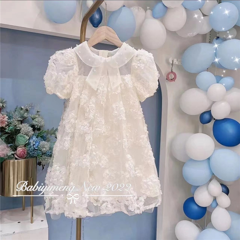 Baby Clothing Line - เด็กทารก 3D ดอกไม้ฤดูร้อนลูกปัดชุดเจ้าหญิงแฟชั่นเด็กวันเกิดพรรคชุดเด็กเสื้อผ้า Vestidos 2-8 Y