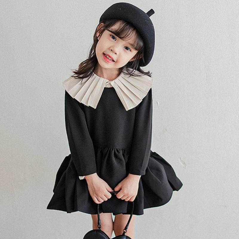 Baby Clothing Line - ชุดเดรสแขนยาวเด็กผู้หญิงฤดูใบไม้ผลิมีสไตล์กระโปรงเด็กทารกวันเกิดชุดเจ้าหญิงจีบปกเสื้อผ้าเด็ก