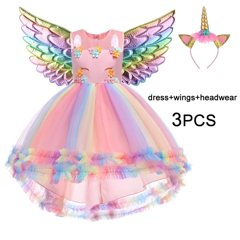 Baby Clothing Size - ชุดเดรสปาร์ตี้ยูนิคอร์นสำหรับเด็กผู้หญิง ชุดคอสเพลย์ยูนิคอร์นสีรุ้ง แต่งลูกไม้ ชุดเจ้าหญิงสำหรับงานวันเกิด งานแต่งงาน ประดับดอกไม้