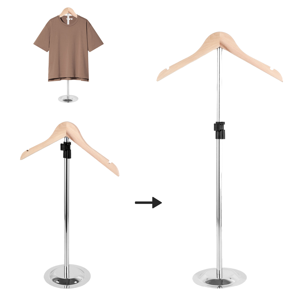 Baby Clothing Display Stand - ขาตั้งโชว์เสื้อยืด ชั้นวางเสื้อยืดปรับความสูงได้ ขาตั้งโชว์เสื้อผ้าโลหะพร้อมฐานแขวนเสื้อผ้าอเนกประสงค์ที่มั่นคง