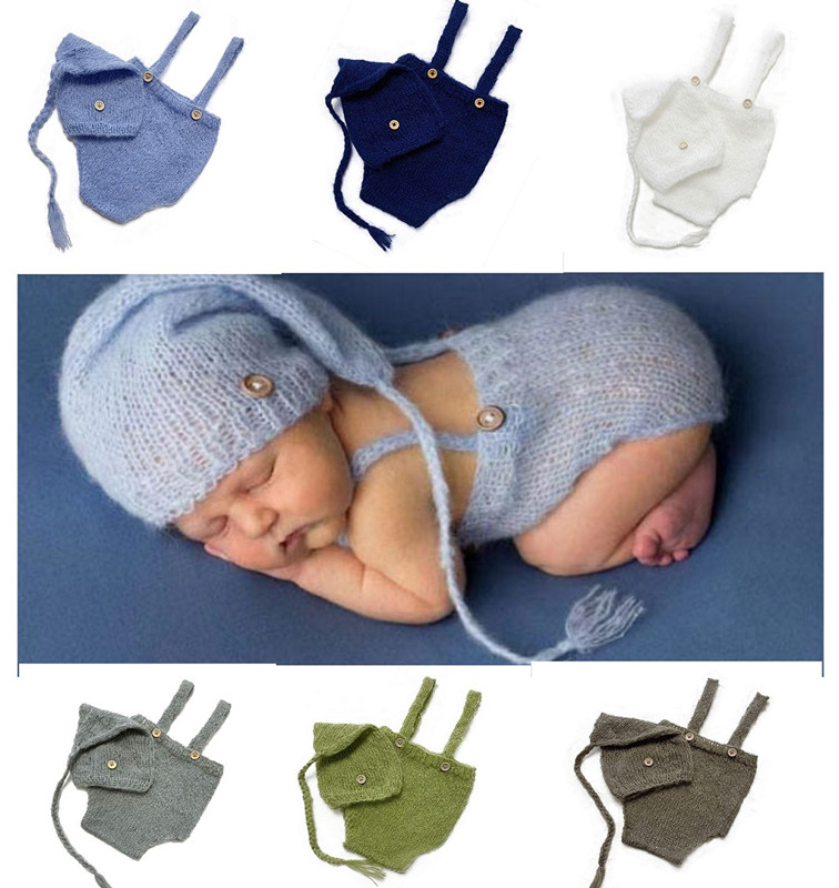 Baby Clothing Winter - ชุด2ชิ้น/เซ็ตสำหรับเด็กแรกเกิดหมวกถักอุปกรณ์ประกอบฉากการถ่ายภาพขนสัตว์ชุดเสื้อผ้าสำหรับถ่ายรูป