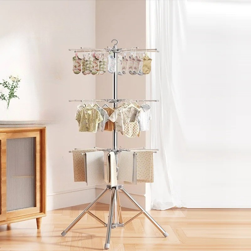 Baby Clothing Display Stand - ราวตากผ้าเด็ก-พับได้ในร่ม/กลางแจ้งซักรีดพร้อม 32 พินพิเศษทารกเสื้อผ้าไม้แขวนเสื้อสำหรับเนอสเซอรี่&ระเบียง