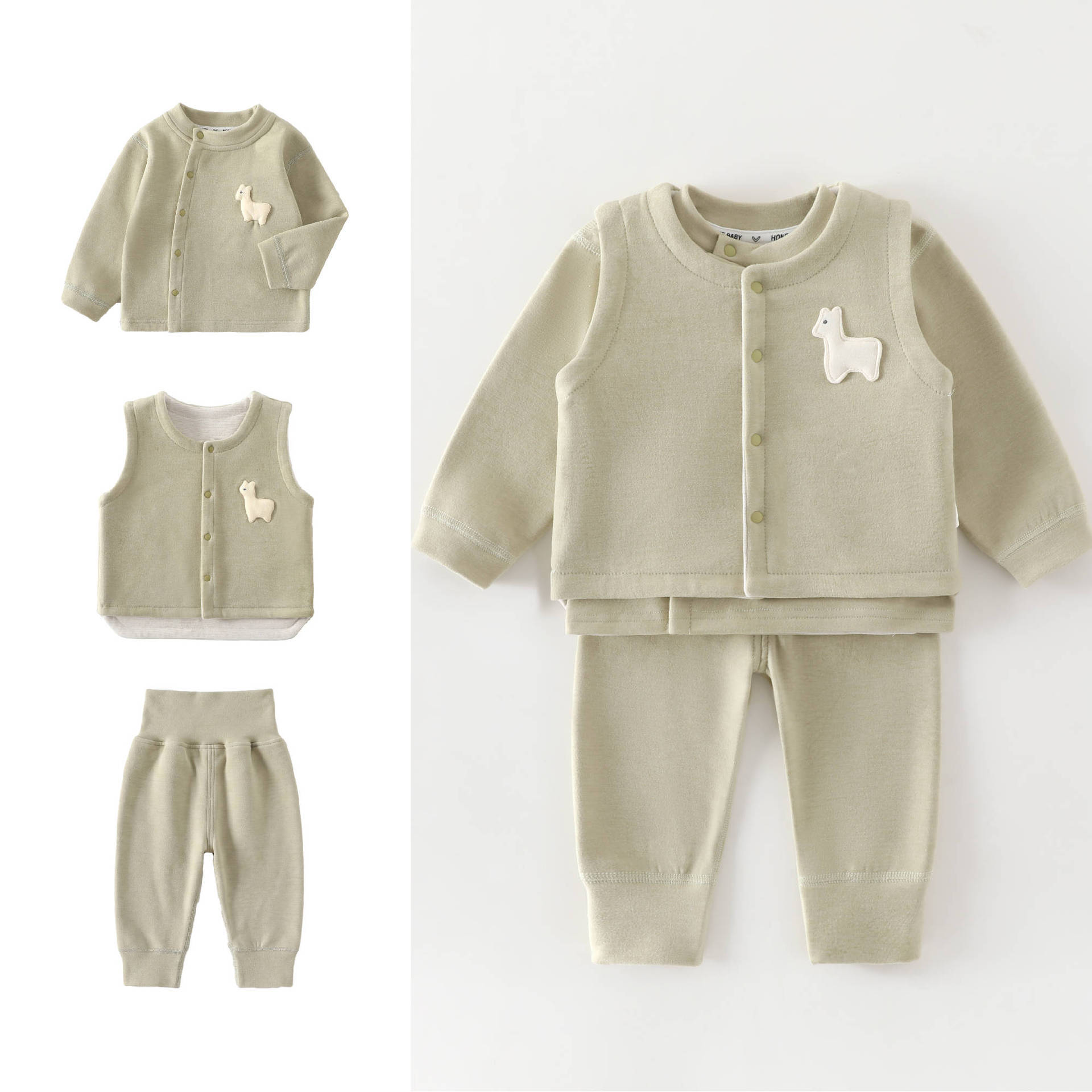 Baby Clothing High Quality - ชุดเสื้อกั๊ก+เสื้อแขนยาว+กางเกงขายาวสำหรับเด็กอายุ 0-4 ปี ชุด 3 ชิ้น