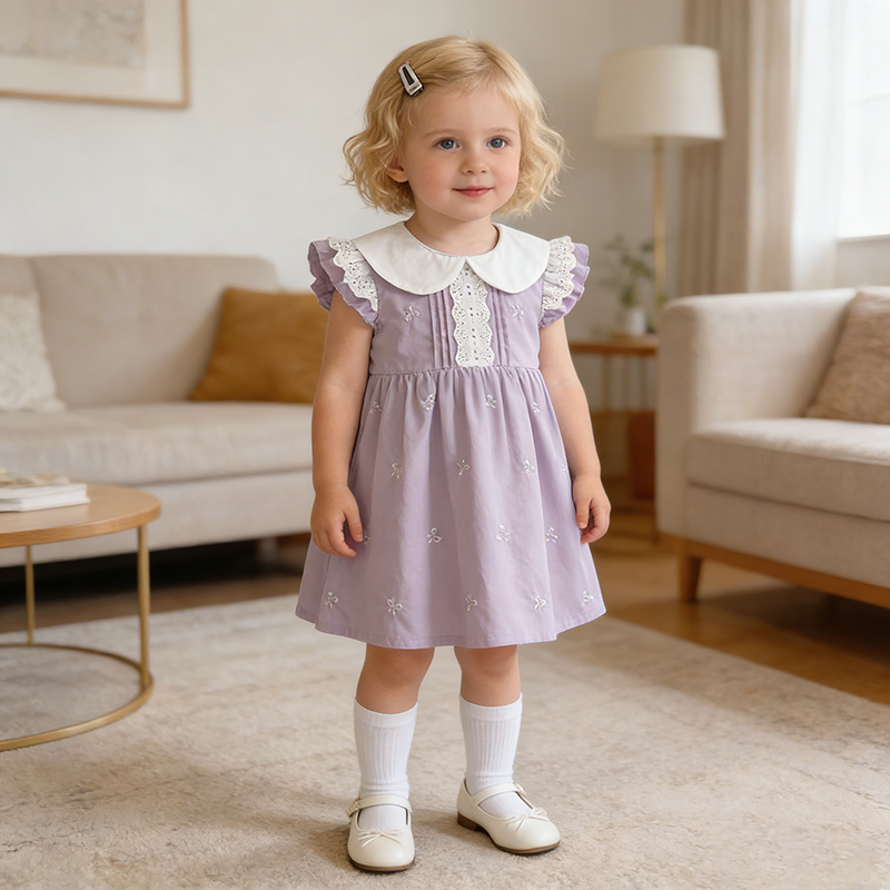 ชุดเดรสเด็กผู้หญิงลายปักผ้าฝ้า - Baby Clothing Line บทวิจารณ์และราคา