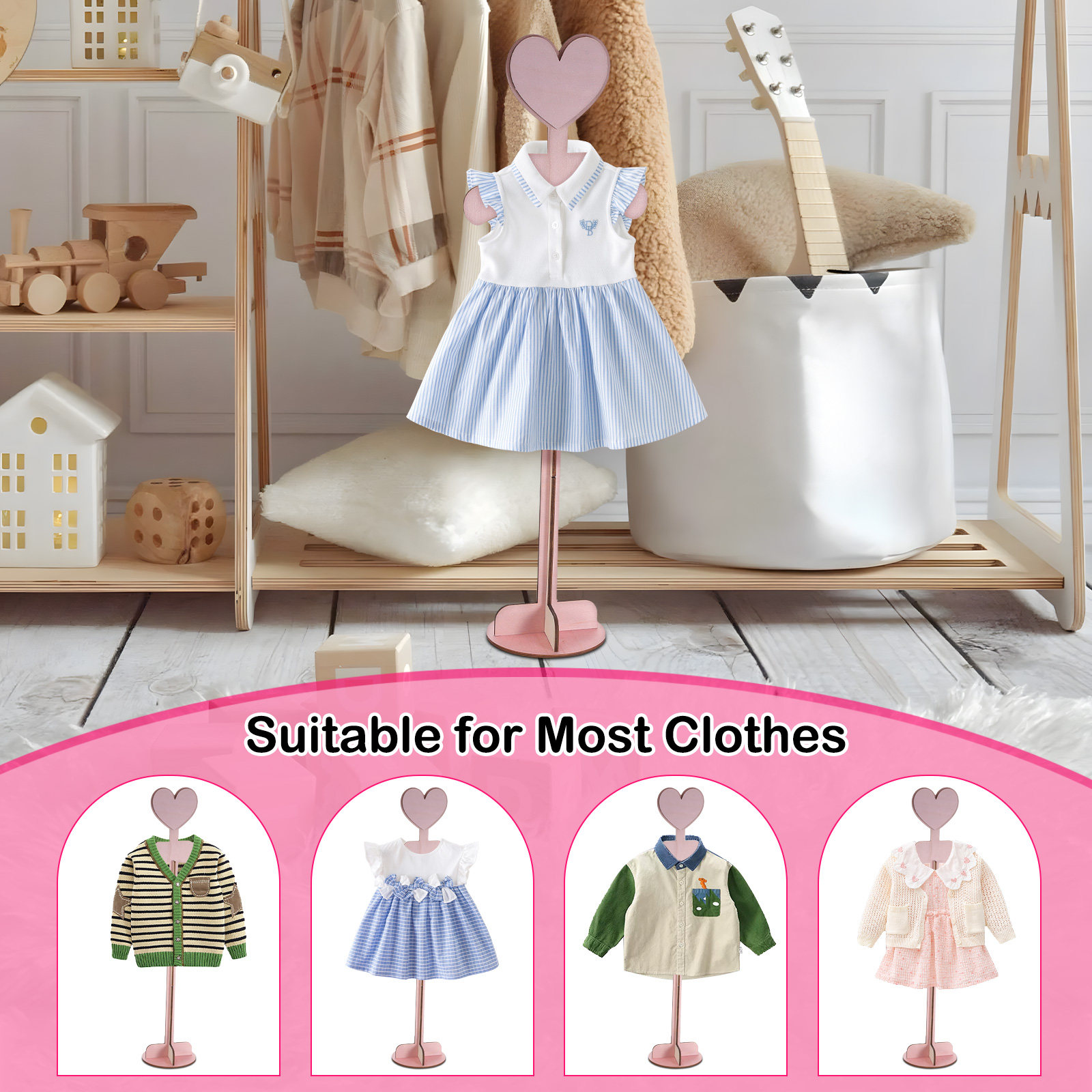 ชั้นวางเสื้อผ้าเด็กทำจากไม้สำห - Baby Clothing Display Stand บทวิจารณ์และราคา